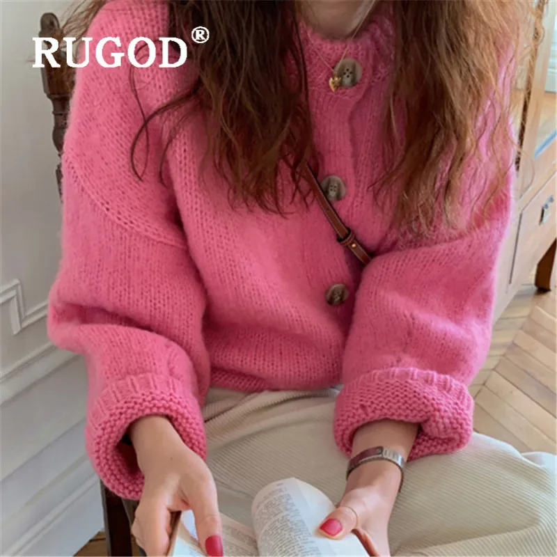 RUGOD Sweet Knitted Cardigan O-neck Kawaii Sweater Womens Sweaters 2019 Winter Tops For Women Knitwear Fashion Cute |