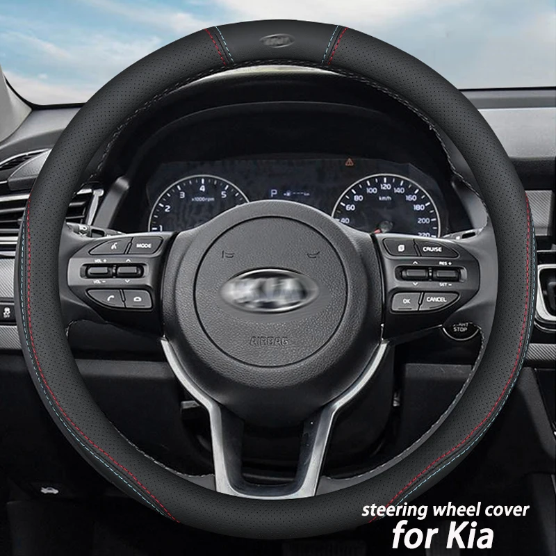 

Для Kia чехол рулевого колеса автомобиля противоскользящая Автомобильная оплетка рулевого колеса противоскользящая кожаная Автомобильная ...