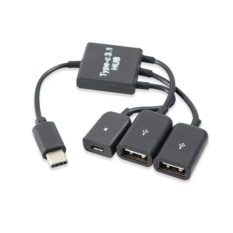 USB 3.1 Type C Male to 2 Dual A 2.0 Female + Micro-USB 3 in 1 OTG HUB | Электроника