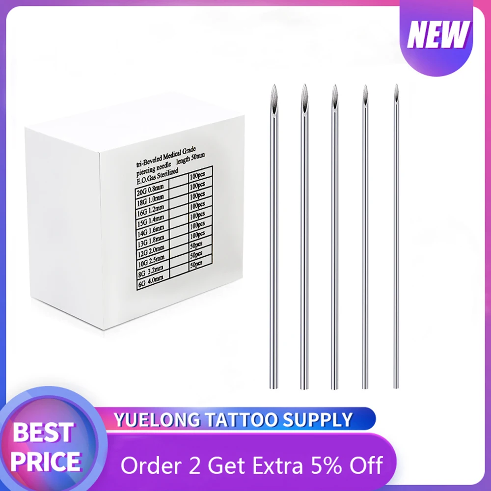 12G 14G 16G 18G 20G 50/100PCS Piercing Needles Disposable Body Ear Nose Navel Nipple for Supplies | Красота и здоровье