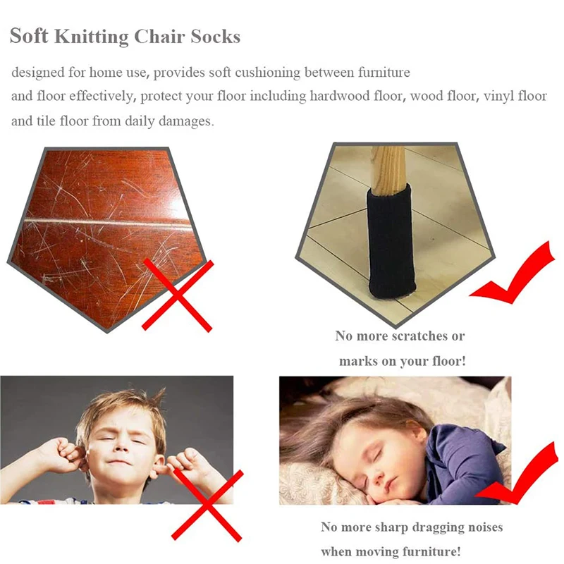 Новинка набор из 24 штук анти Шум мебельная ножка носки высокого эластичного