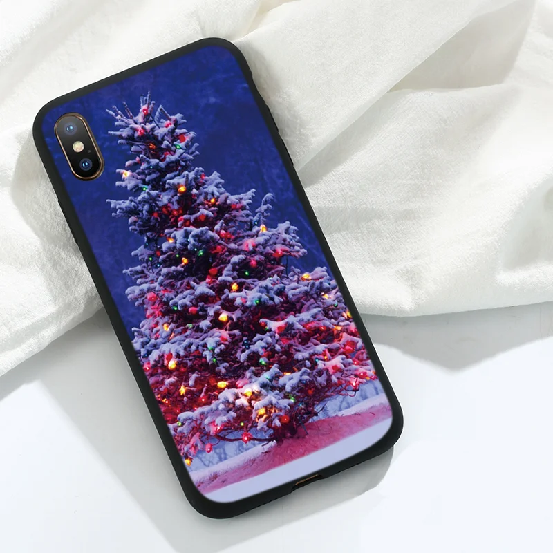 Роскошный силиконовый чехол для iPhone 11 Pro XS Max X XR из ТПУ с изображением рождественской елки чехол для iPhone 7 8 6 6S Plus 5 5S SE