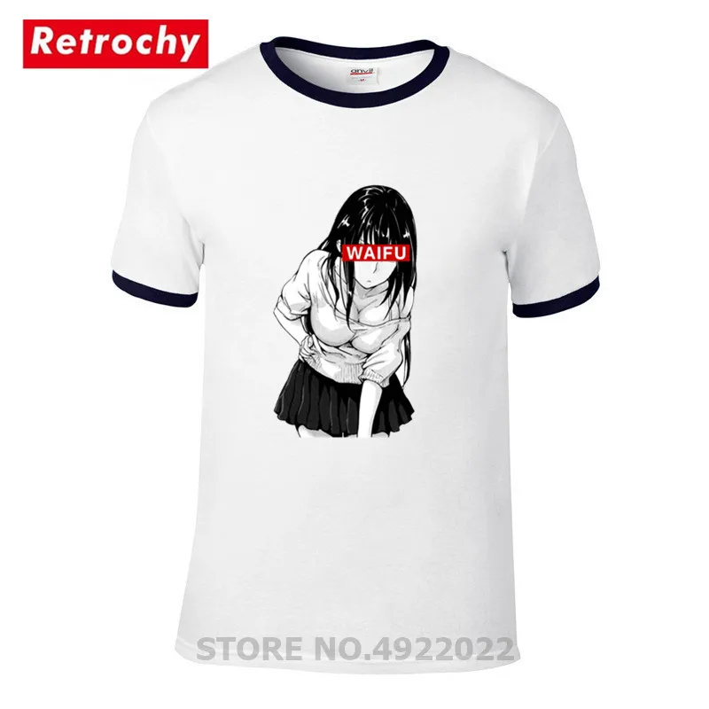 Новейшая футболка из материала Waifu Otaku Lewd Hentai милая с аниме Ahegao для мужчин уличная