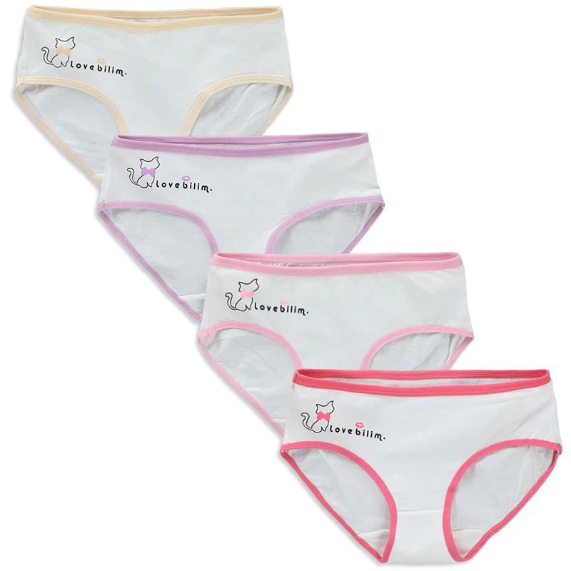 Трусики для девочек 4 шт./лот хлопковые трусы подростков и нижнее белье из