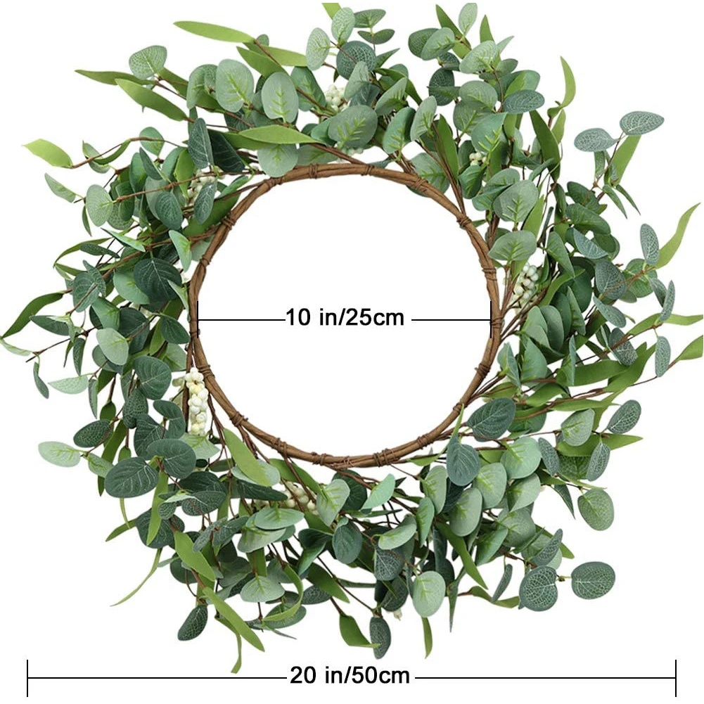 

Eucalyptus wreath Artificial Plants Background Wreath Simulation Garland with Flower Home Front Door Office Wall Wedding Decor