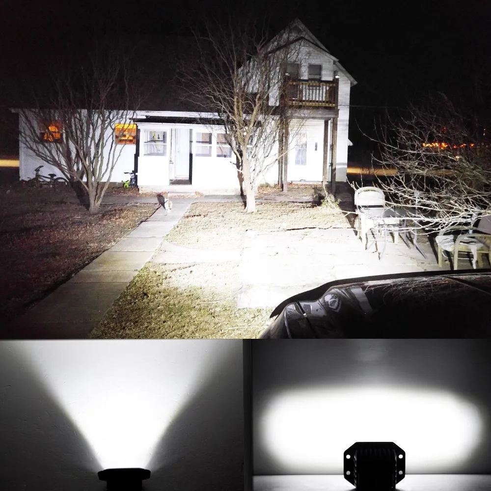 

5" Flush Mount LED Work Spot Light 40W Quad Row Work Light Bar Cube For Jeep Truck Off-Road