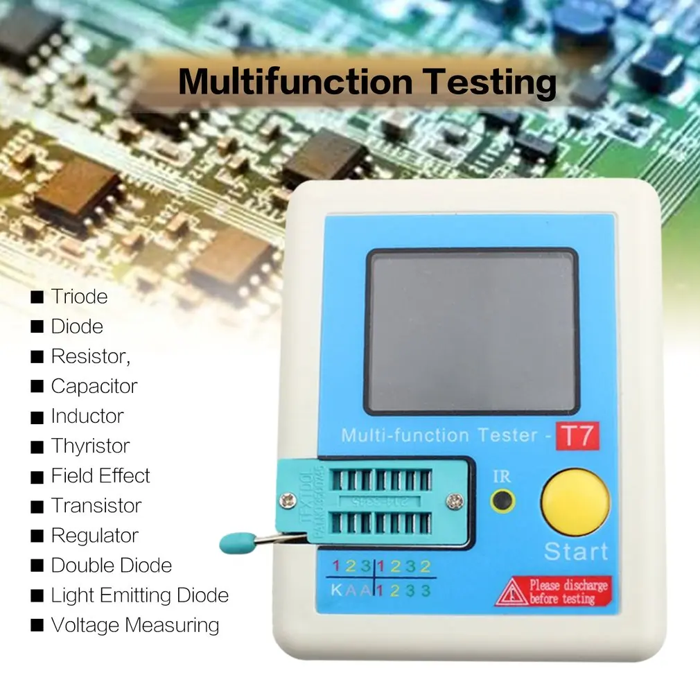 

LCR-T7 Transistor Tester TFT Diode Triode Capacitance Meter LCR ESR meter NPN PNP MOSFET IR Multifunction tester