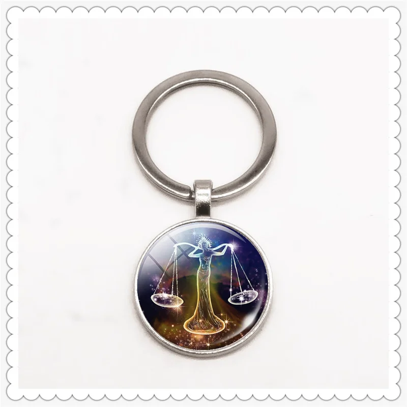

12 Constellations Keychain Constellation Key Rings Zodiac Sign Key Chain Pendant Jewelry Libra Aries Leo Fashion Birthday Gift