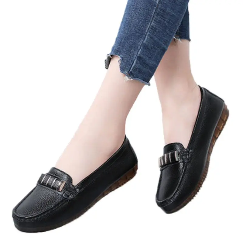 

Women Flats Loafers Shoes 2021 Ladies Leather Casual Non-slip Solid Comfortable Shoes Zapatillas Mujer Women Shoes Large Size 44