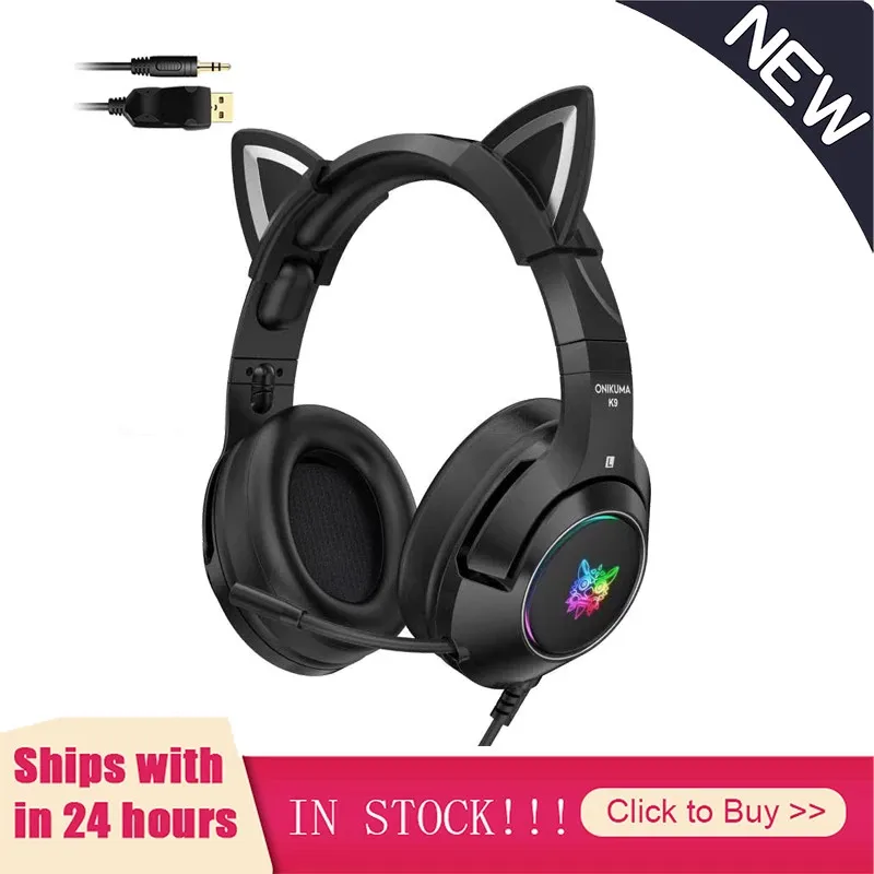 Игровые наушники K9 Black Demon Version с микрофоном и эффектом шумоподавления - купить по