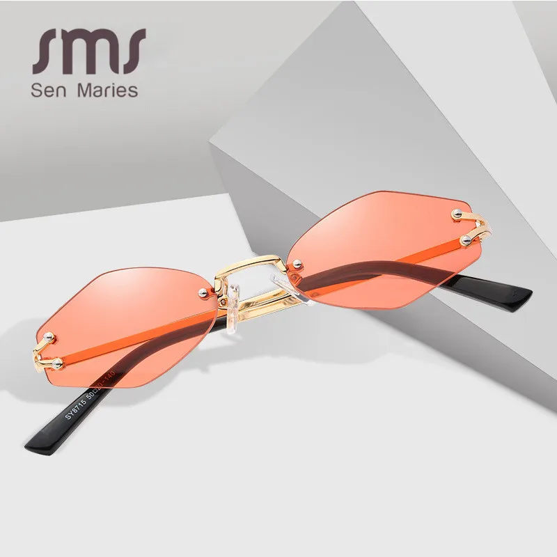 Модные женские солнцезащитные очки без оправы новые брендовые зеркальные