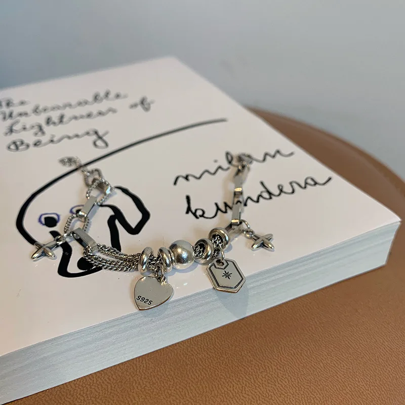 Miuoxion Ретро 925 штамп крест любовь звезда U браслет Личность Простой хип-хоп девушка