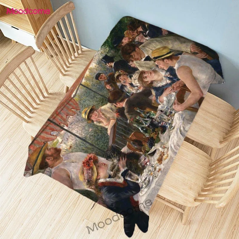 

French Impressionism Artist Pierre Auguste Renoir World Famous Oil Painting Boat Party Wall Tapestry Decorative Table Cloth Case