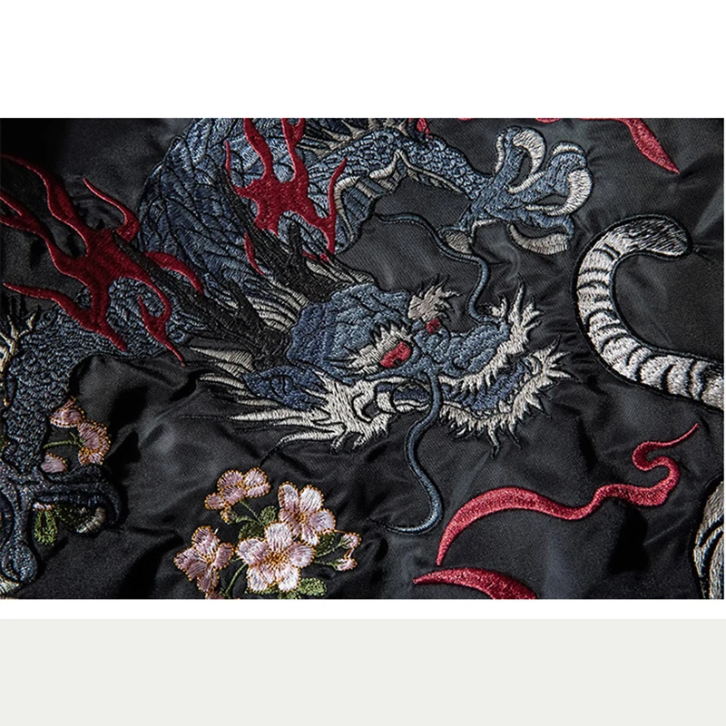 Куртка-бомбер мужская с японской вышивкой пилотная куртка-бомбер драконом