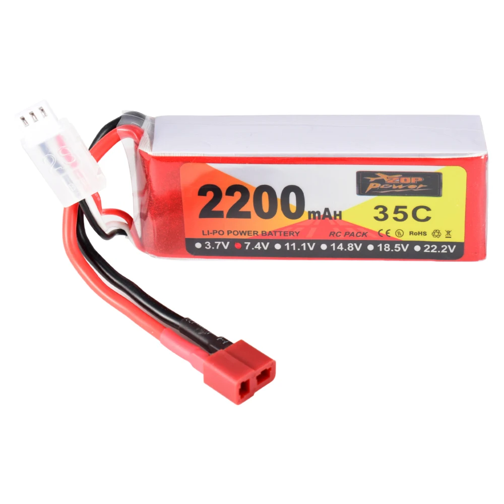 ZOP Power 7 4 V 35C 2200mAh 2S Lipo батарея T Deans разъем для радиоуправляемого квадрокоптера