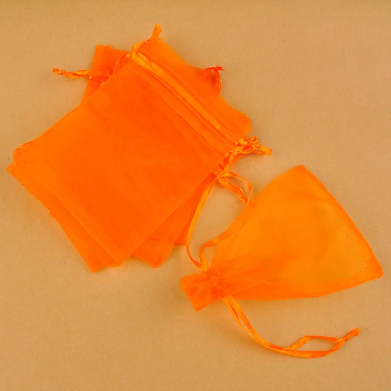 Orange 1000 шт 5x7 7x9 9x12 10x15 см сумки из органзы Ювелирные упаковочные сумки для свадебной вечеринки украшения Drawable Сумки Подарочные Пакеты - Цвет: Orange