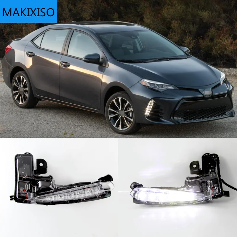 

2PCS Led DRL Front Bumper Fog Lights Fog Light Driving Fog Lamp cover Frame for Toyota Corolla SE XSE 2017 2018 2019