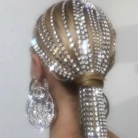 stonefans long tassel rhinestone head chain headwear for women crystal wedding hair accessories bridal headband jewelry