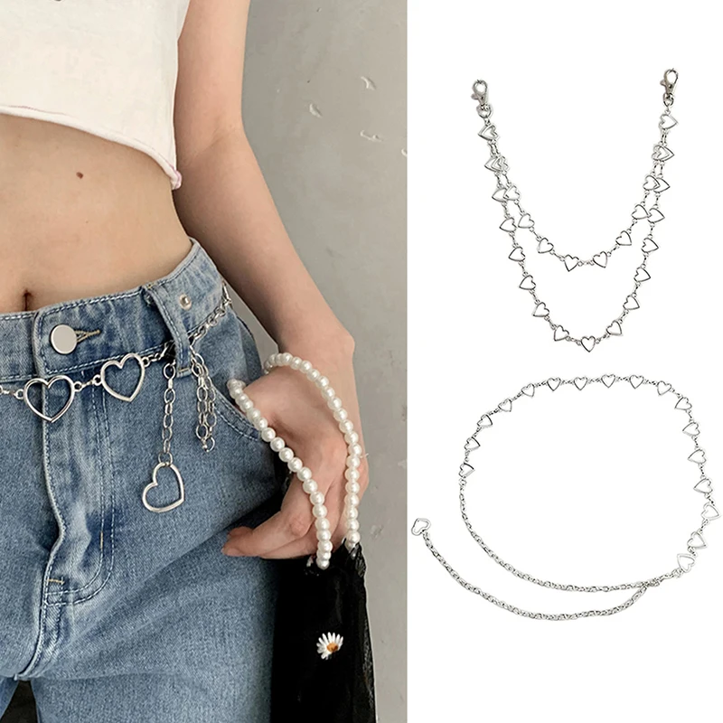

Classic Waist Chain For Women Trendy Love Heart Hollow Waistband Hip Hop Style Fashion Waist Belts Pants