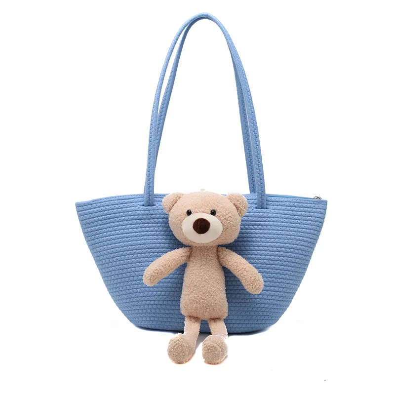 

Large capacity straw woven bag women 2020 new summer vacation beach rattan woven portable big bag woven shoulder bag