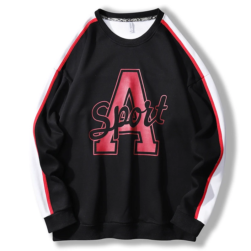 Мужская Толстовка Оверсайз SingleRoad черная толстовка с круглым вырезом и полосками