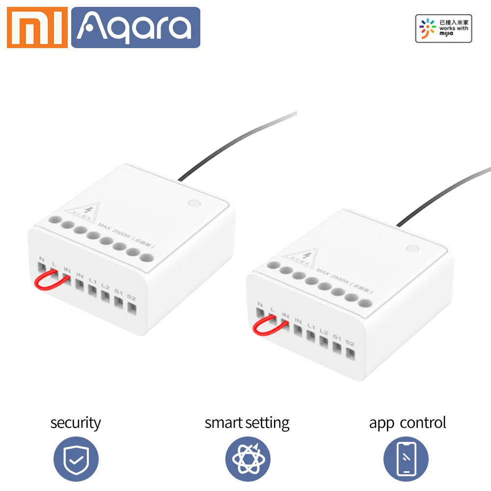 Aqara реле двусторонний модуль управления беспроводной релейный контроллер 2 канала mihome приложение управление Zigbee Беспроводной контроллер умный дом - Цвет: 2PCS