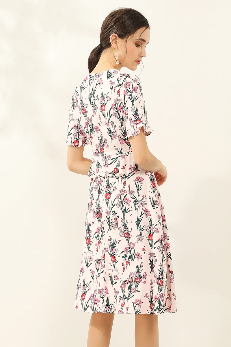 Модельное повседневное летнее платье MIUXIMAO 2023 женское винтажное с цветочным