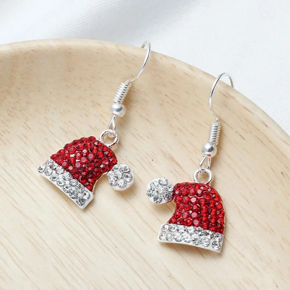 

1 Pair Earrings Chic Long-lasting Decorative Christmas Hat Deer Women Earrings for Wedding Dangle Earrings Hook Earrings