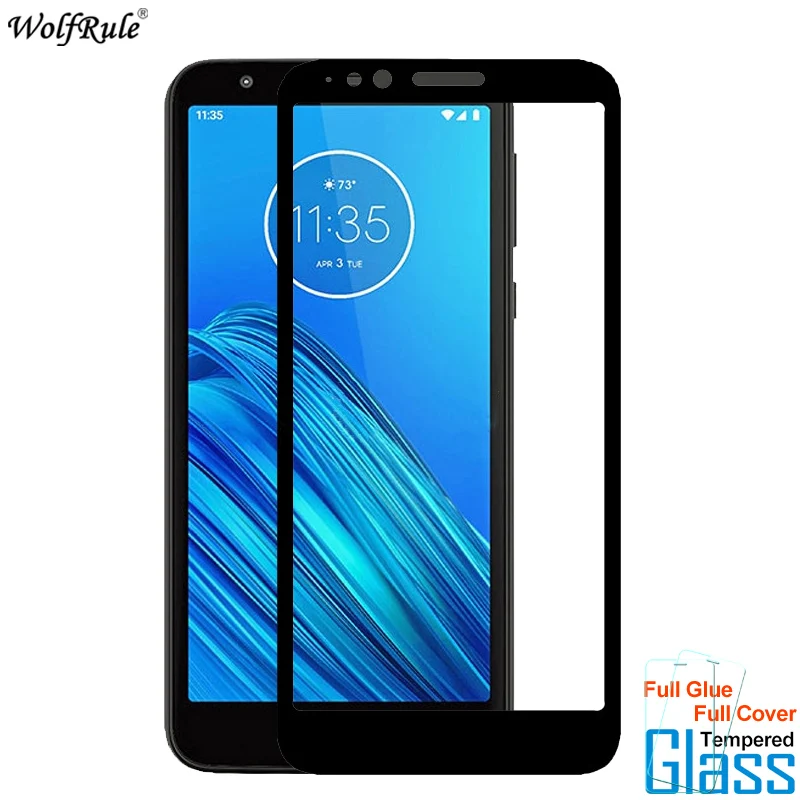 2 шт для стекла Motorola Moto E6 Защитная пленка экрана с полным клеем закаленное стекло