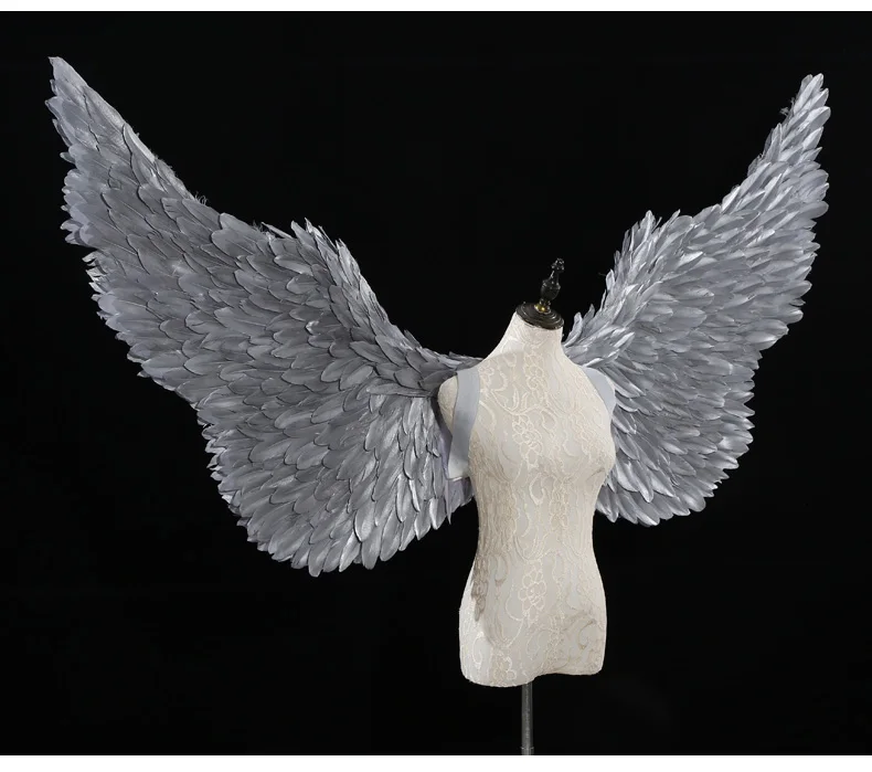

2020 new Adult big size Silver Feather angel Wings Photo Prop Stage Show angel wing Halloween Costume Wedding Party Supplies