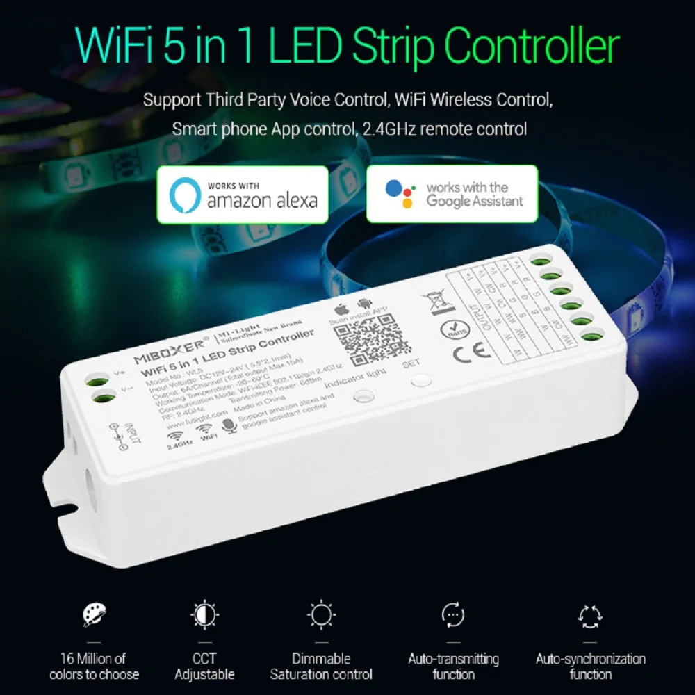 Miboxer WL5 2 4G 5 в 1 WiFi светодиодный контроллер для одноцветного CCT RGB RGBW +