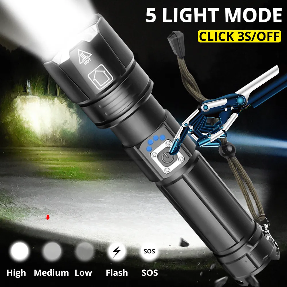 Xhp90 xhp90.2 xhp70.2 Мощный USB светодиодный фонарь, ручная лампа 26650 18650, перезаряжаемый тактический фонарь