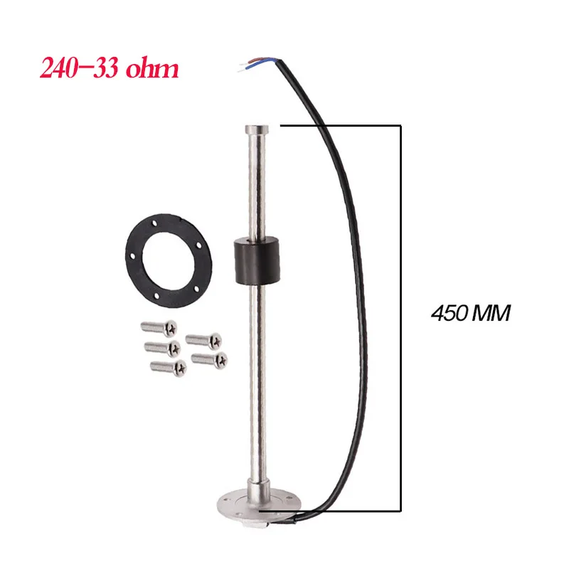 240-33ohm 450mm Датчик уровня воды 0-190 из нержавеющей стали, датчик подачи топлива, газа, Тип рукоятки 200 мм - Цвет: 240-33ohm 450mm
