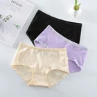 Нижнее бельё из чистого хлопка, детские трусы, трусы для Для женщин сексуальное кружевное нижнее белье Панталоны со средней посадкой для девочек; Детские трусы Бесшовные Мягкий хлопок нижнее белье трусики-Л