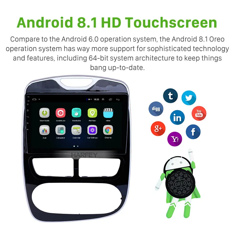 Harfey 10 1 дюймов Автомобильный радиоприемник с навигацией GPS Android 8 головное