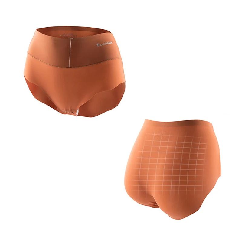 Женские хлопковые трусики с высокой талией Roseheart оранжевые бесшовные цельные