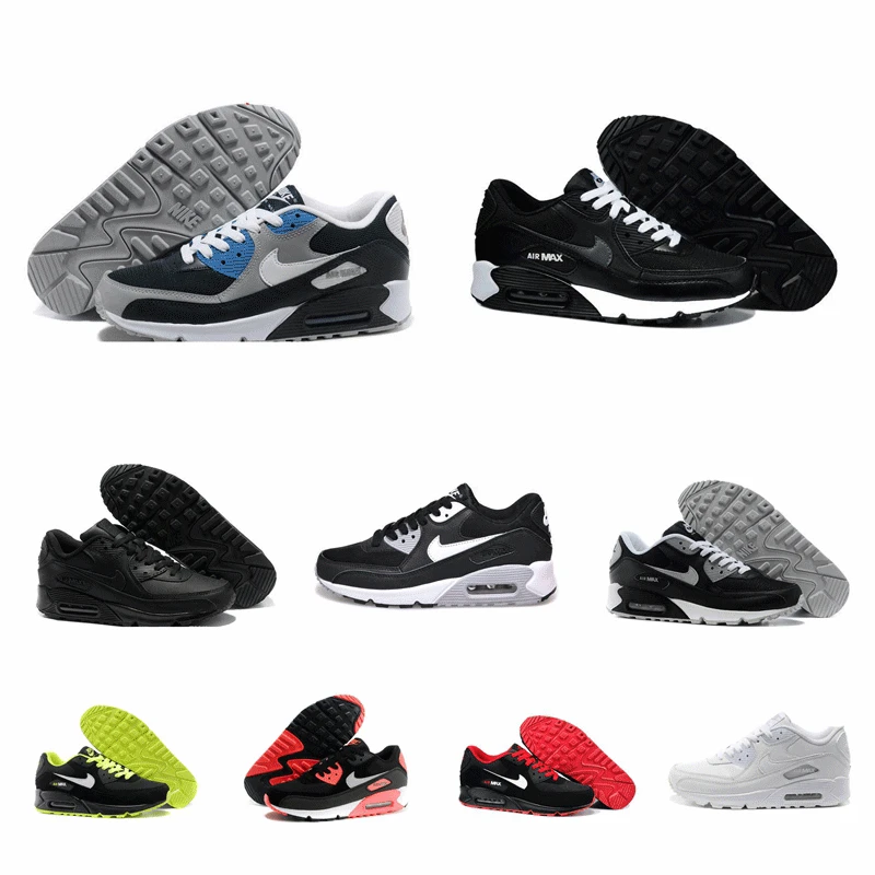 

Кроссовки Air 90s мужские/женские, брендовые дизайнерские мягкие Нескользящие, дышащие, для тенниса, повседневная обувь для бега, черные белые ...