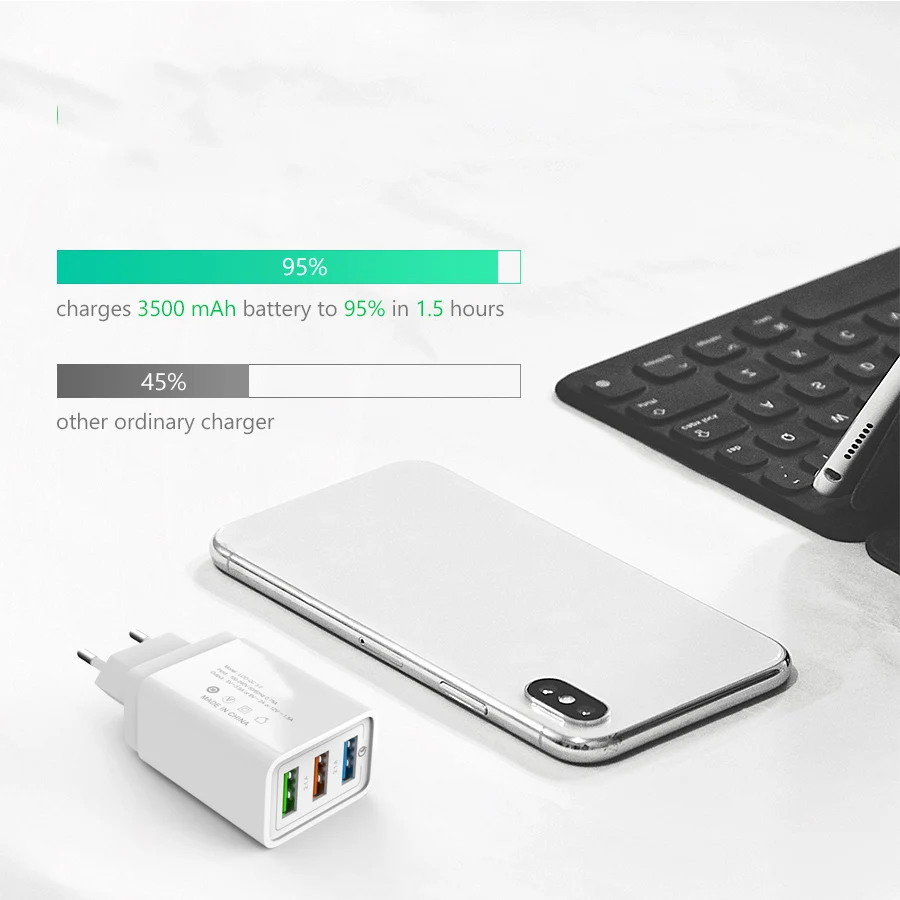 USB зарядное устройство адаптер Быстрая зарядка мобильного телефона 3 отверстия зарядное устройство QC3.0 ЕС Разъем для iPhone samsung Xiaomi huawei