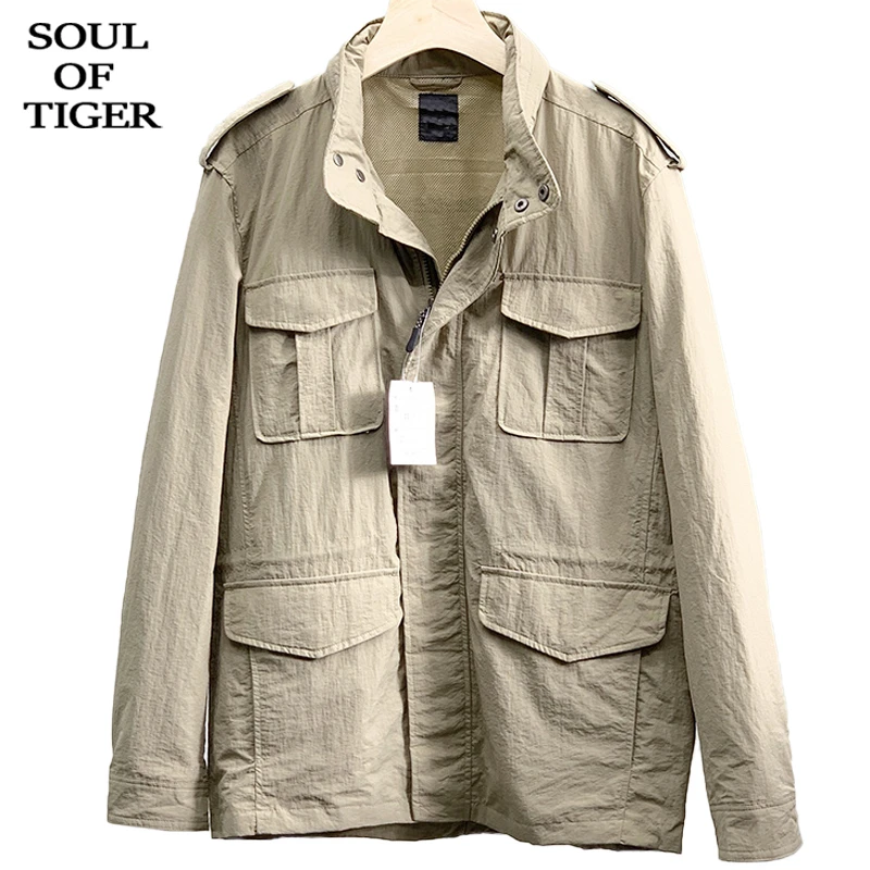 Мужская куртка на молнии SOUL OF TIGER повседневная винтажная Свободная в Корейском