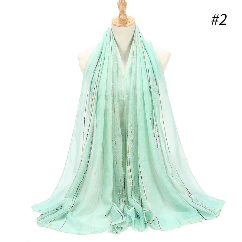 

New Fashion Muslim Scarf Women Beads Wrap Hijab Shawl Scarves Sequins Head Wrap Muslim Rhinestone Soft Islam Scarves