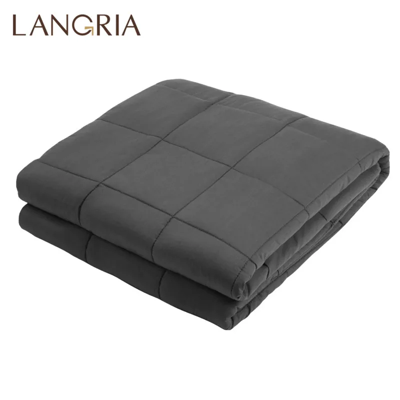 LANGRIA утяжеленное одеяло 60x80 дюймов изготовлено из дышащего хлопка Премиум-Качества, мягкое тяжелое одеяло для кровати, дивана