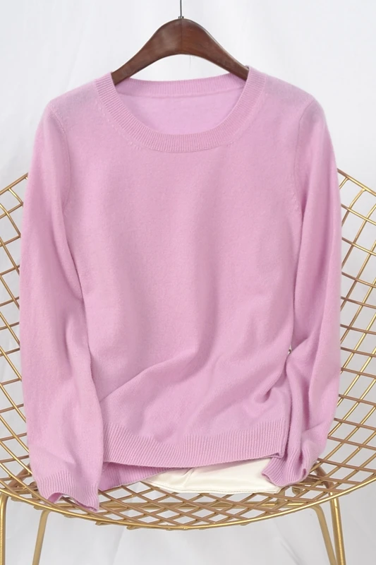 Tailor Shop Custom Made Cashmere Sweater Women Round Neck Long Sleeve Pure Cashmere Sweater Slim Bottoming Shirt