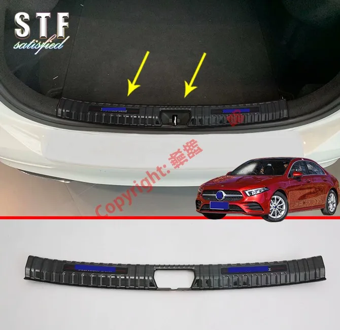 Черная декоративная Накладка на порог заднего бампера из нержавеющей стали для