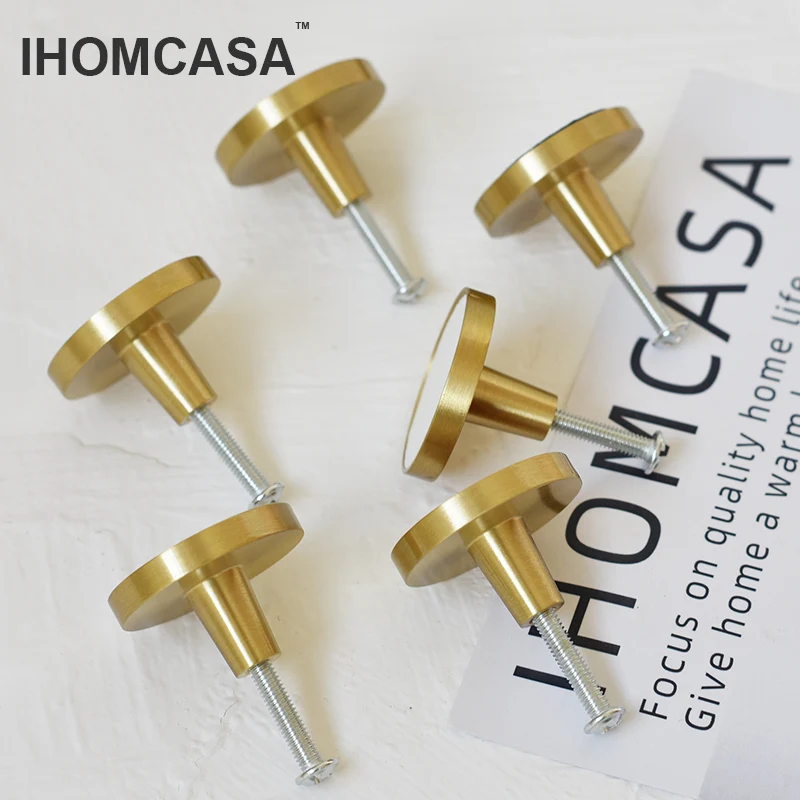 IHOMCASA 12 Цвета меди латуни кожаные ручки черного цвета с круглым носком тянуть