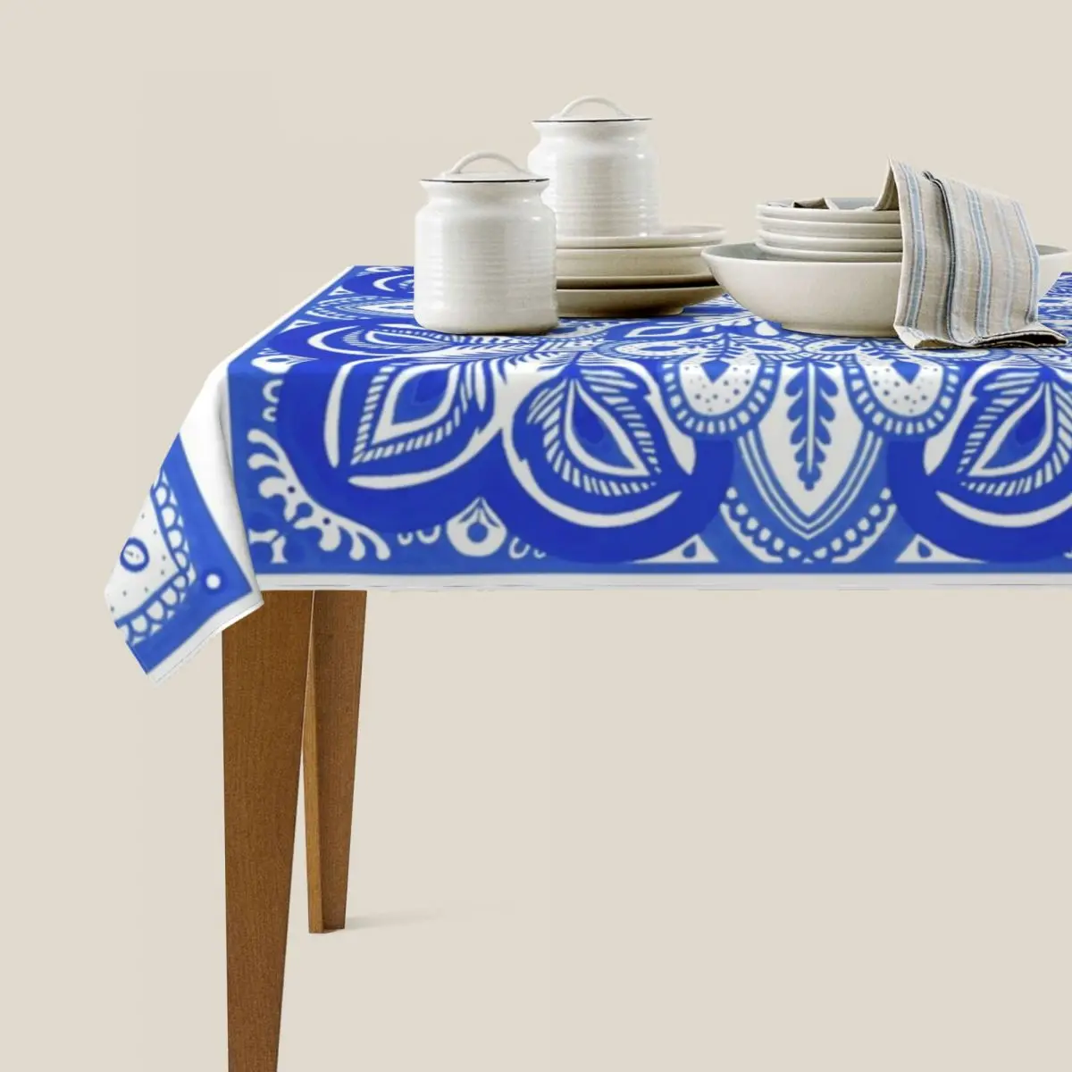 Floral Christmas Blue And White Porcelain Rectangular Table Cloth Household Dining Tablecloth for Home Textile Kitchen | Дом и сад