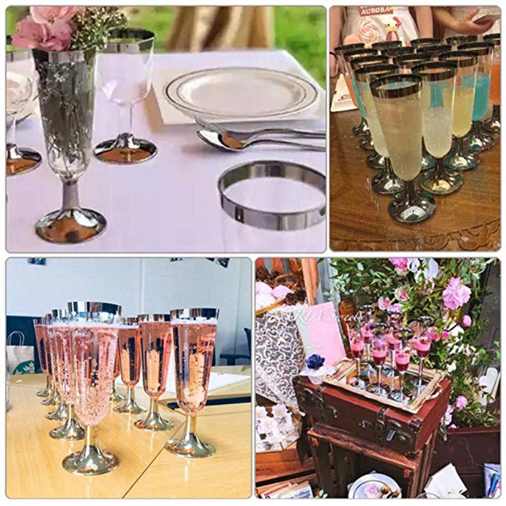 Одноразовые пластиковые стеклянные бокалы для шампанского 6 шт. 150 мл Коктейльные