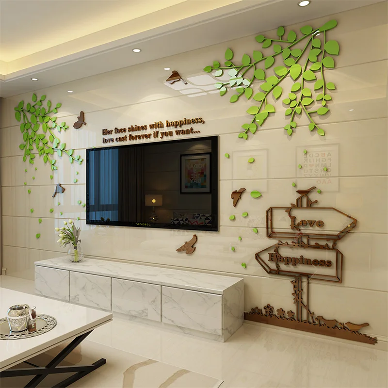 3D Butterfly Leaves Wall Sticker DIY Removable Mural For TV Background Living Room Decor Modern Wallpaper Art Home | Дом и сад