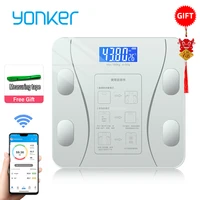 yonker fashion bluetooth body fat scale smart electronic bmi composition analyzer hot selling precision bathroom black scales