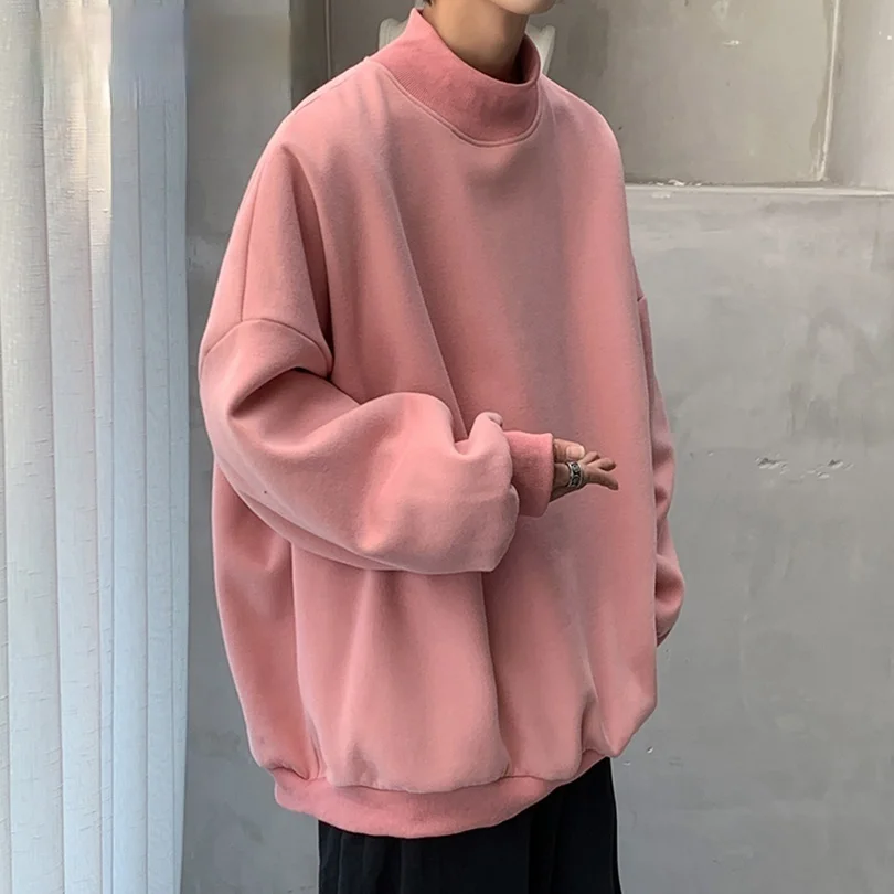 

Turtleneck Pullover Sweatshirt Men Clothing Harajuku Streetwear Men Vintage Sweatshirt Tracksuit Men Sweatshirts 5XL 2021