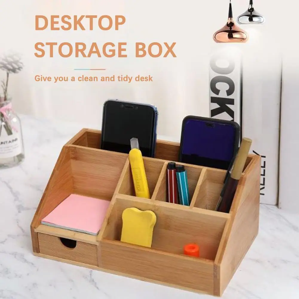 

Bamboo Stationery Organiser Letter Rack Notes Pen Holder Office Box Desk Storage Holder Cosmetic Pencil Top Box Shelf Stora P9K6